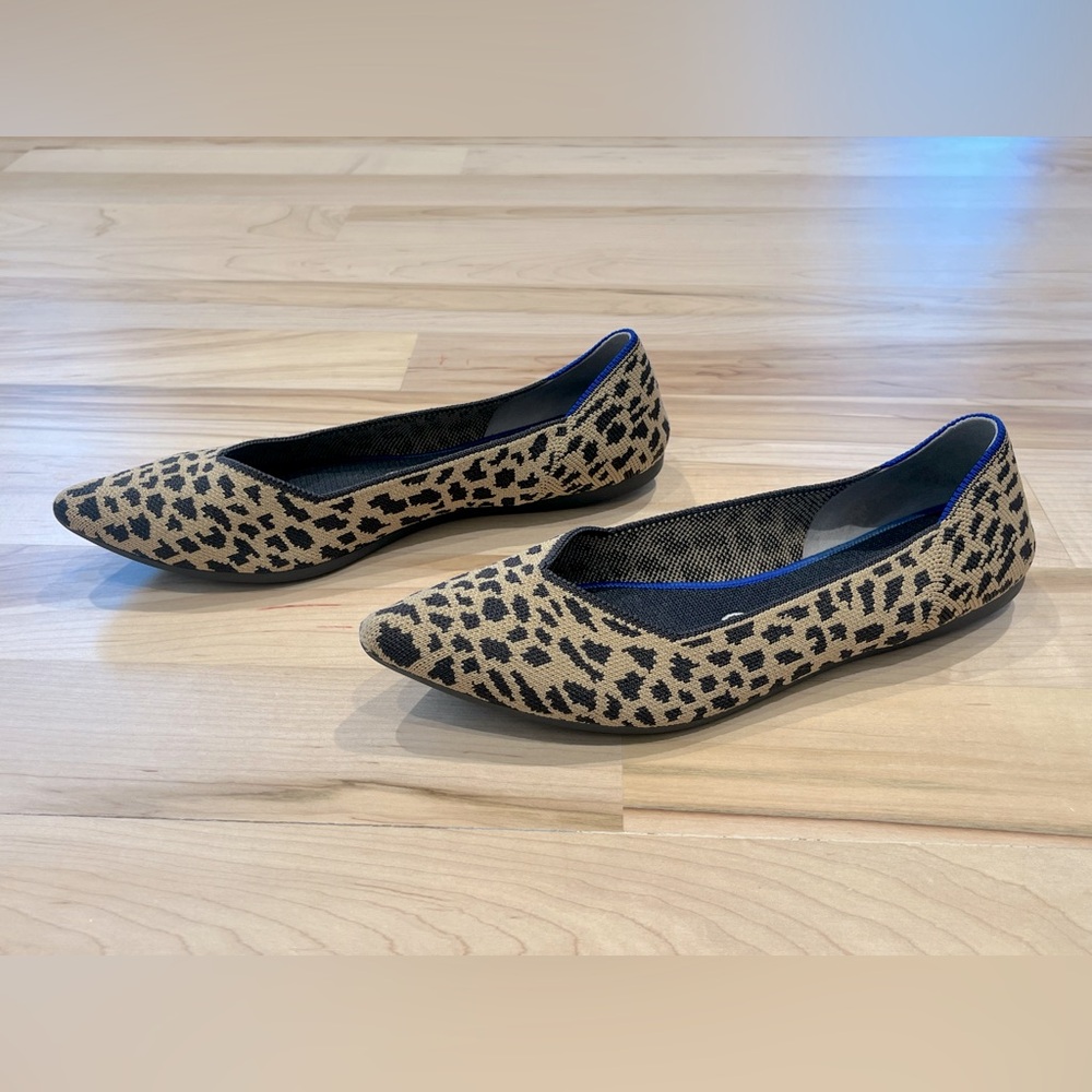Rothy’s The Point Flats - Black and Tan Cheetah Print, Size 9.5 - Picture 4 of 9